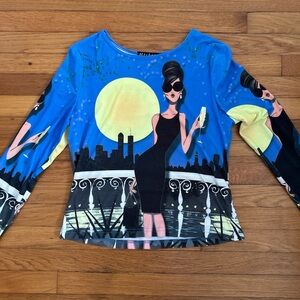 Stylish Blue Graphic Women's Top